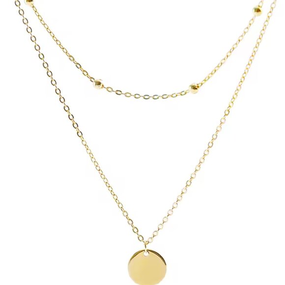 14K Gold Filled Circle Layering Pendent Necklace - Picture 2 of 2
